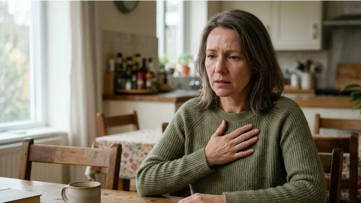 Symptom checker guidance for recognizing chest discomfort as a potential emergency warning sign