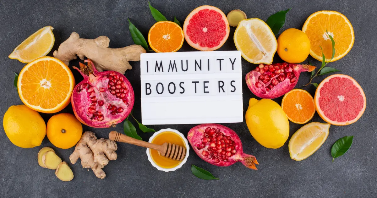 assorted fruits, vegetables, nuts and berries for immune health