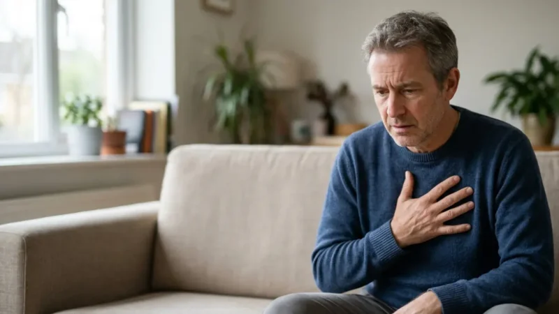 Symptom checker for recognizing emergency warning signs in an adult experiencing chest discomfort
