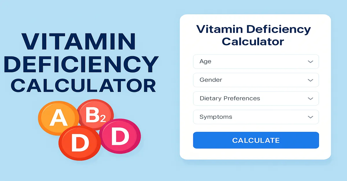 Vitamin Deficiency Calculator Online Test to Check Vitamin D Deficiency, Vitamin B12 Deficiency, and Symptoms