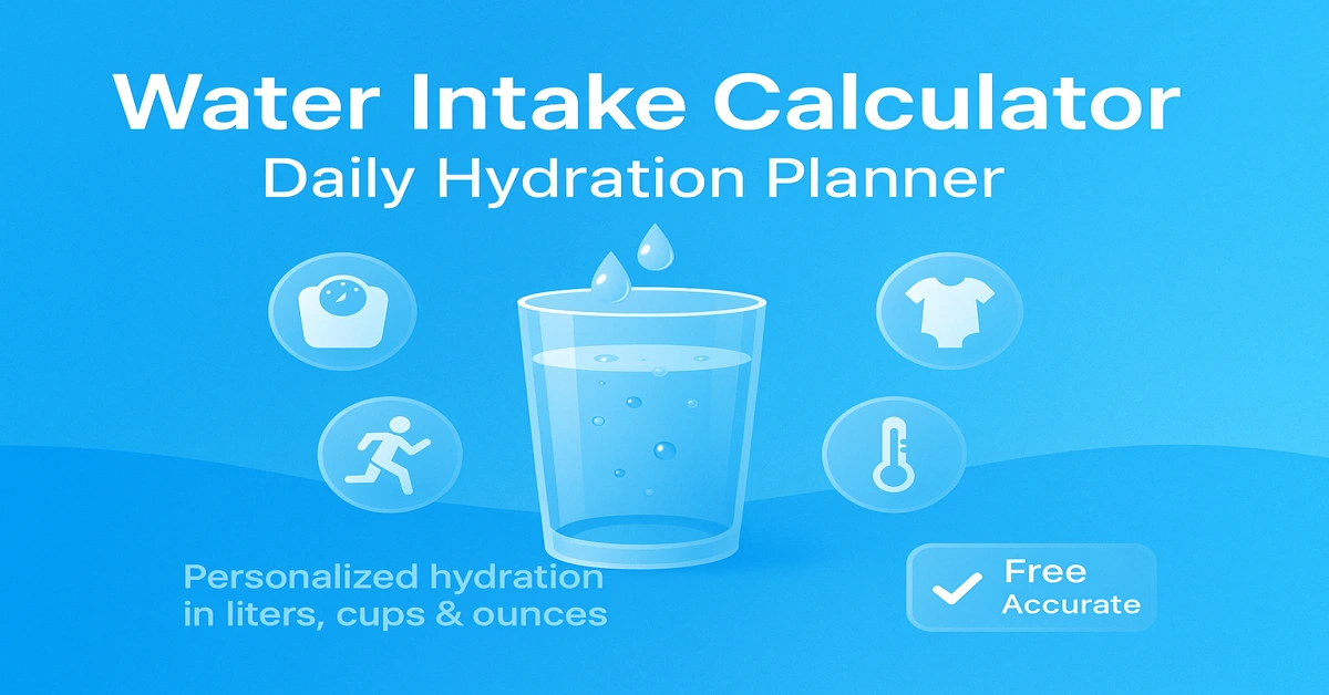 Water Intake Calculator – Daily Hydration Planner with personalized hydration in liters, cups & ounces