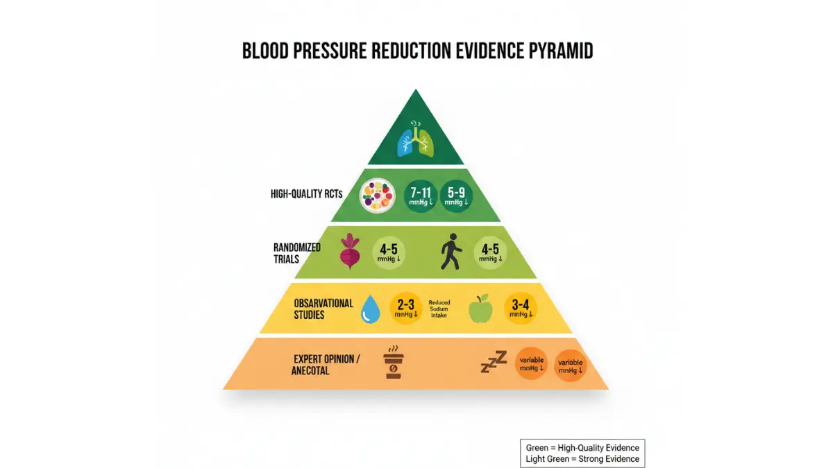 Medical vector pyramid ranking blood pressure lowering methods by strength of scientific evidence