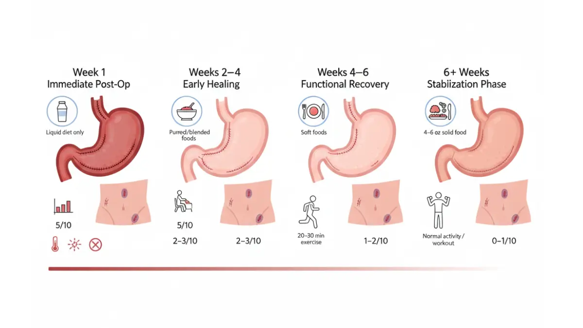 Bariatric Surgery Cost recovery timeline showing stomach healing after surgery