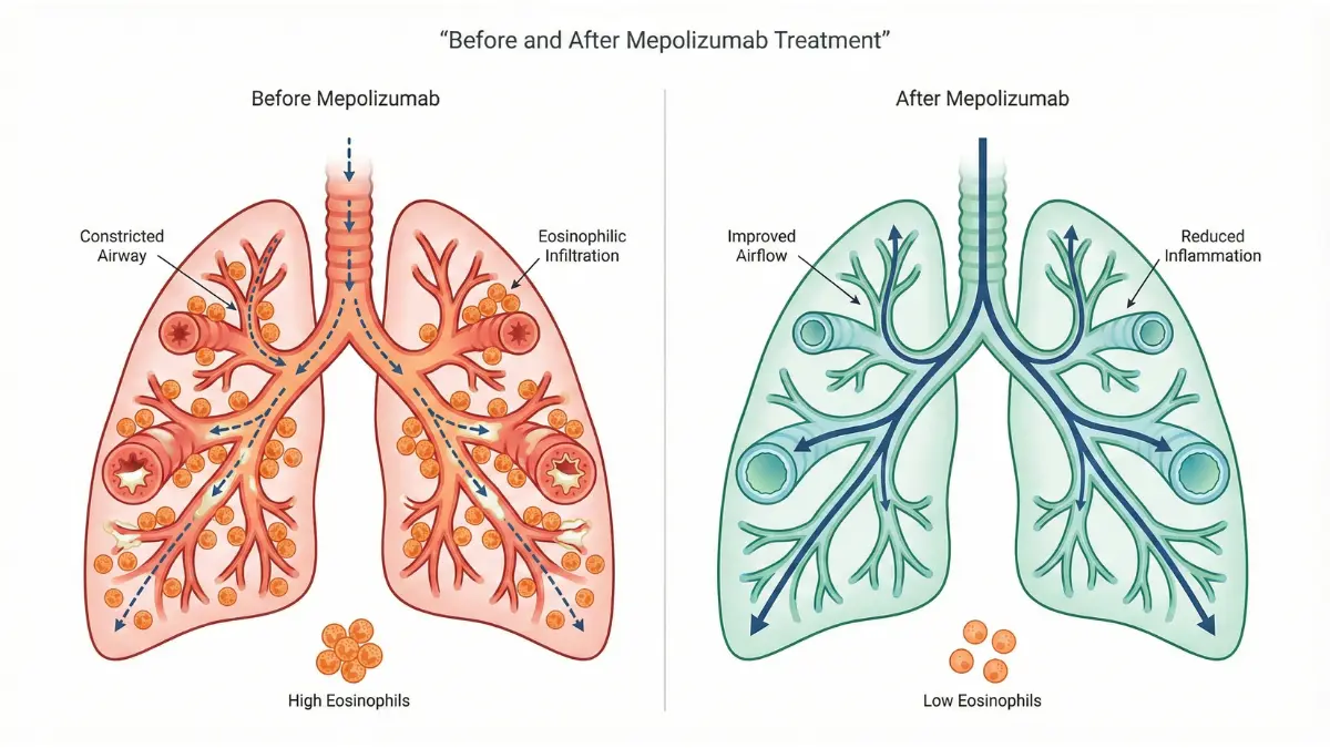 Before and after lung airway comparison showing improvement with mepolizumab – Mepolizumab Severe Asthma Treatment