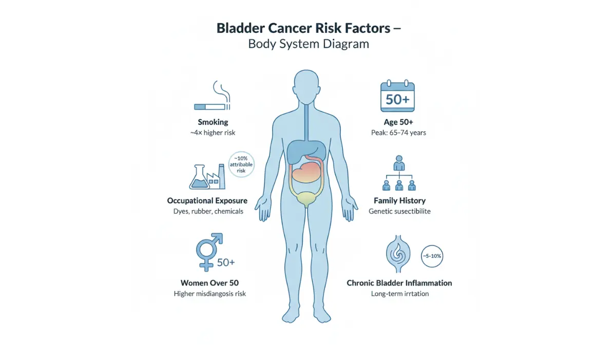 blood in urine bladder cancer risk factors medical infographic