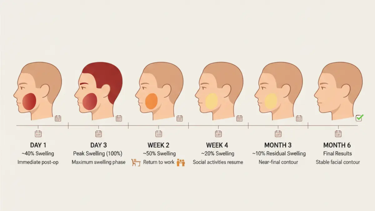 buccal fat removal swelling recovery timeline over six months