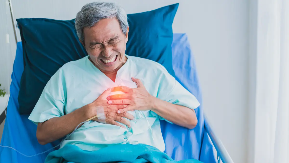 Echocardiogram Results showing an elderly patient experiencing chest pain related to heart function abnormalities