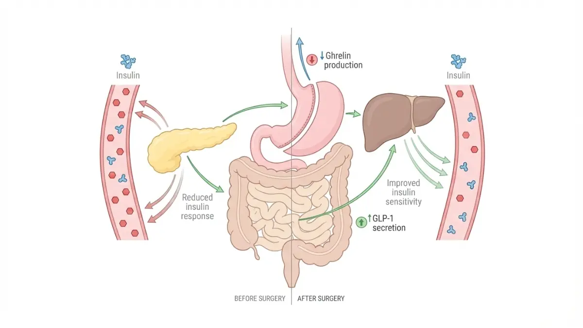 Gastric Sleeve hormone changes showing reduced ghrelin and improved insulin sensitivity