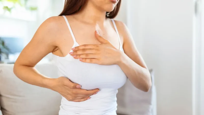 Invasive ductal carcinoma early breast self-exam showing lump detection
