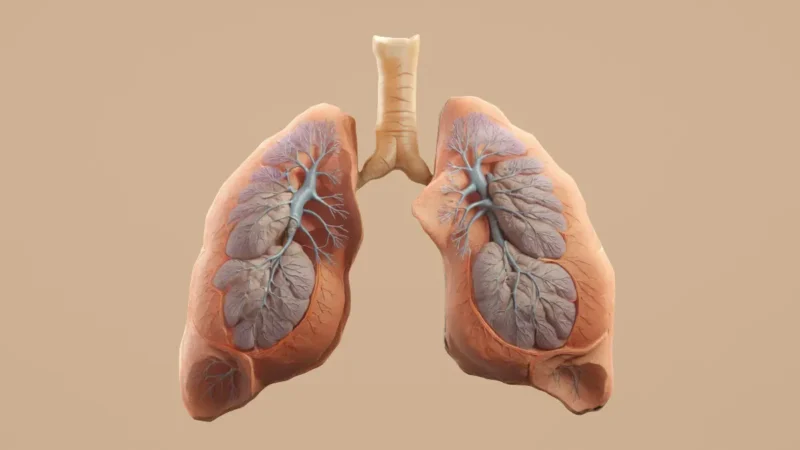 Realistic human lungs anatomy illustration showing airway and vascular structure for Lung embolism