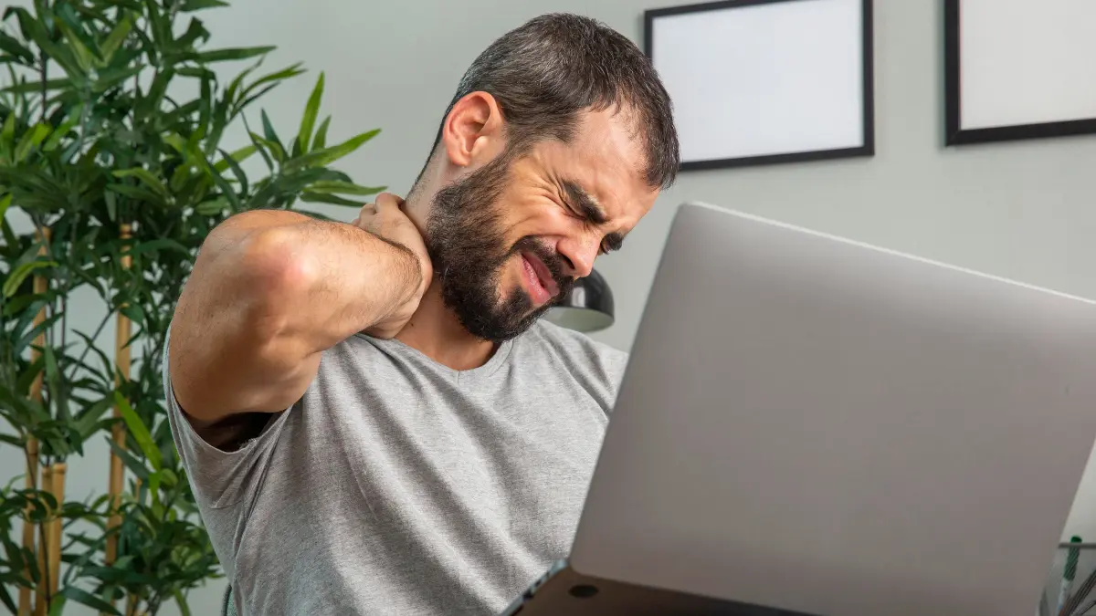 Peptide therapy candidate with chronic neck pain from desk work considering treatment options for inflammation relief