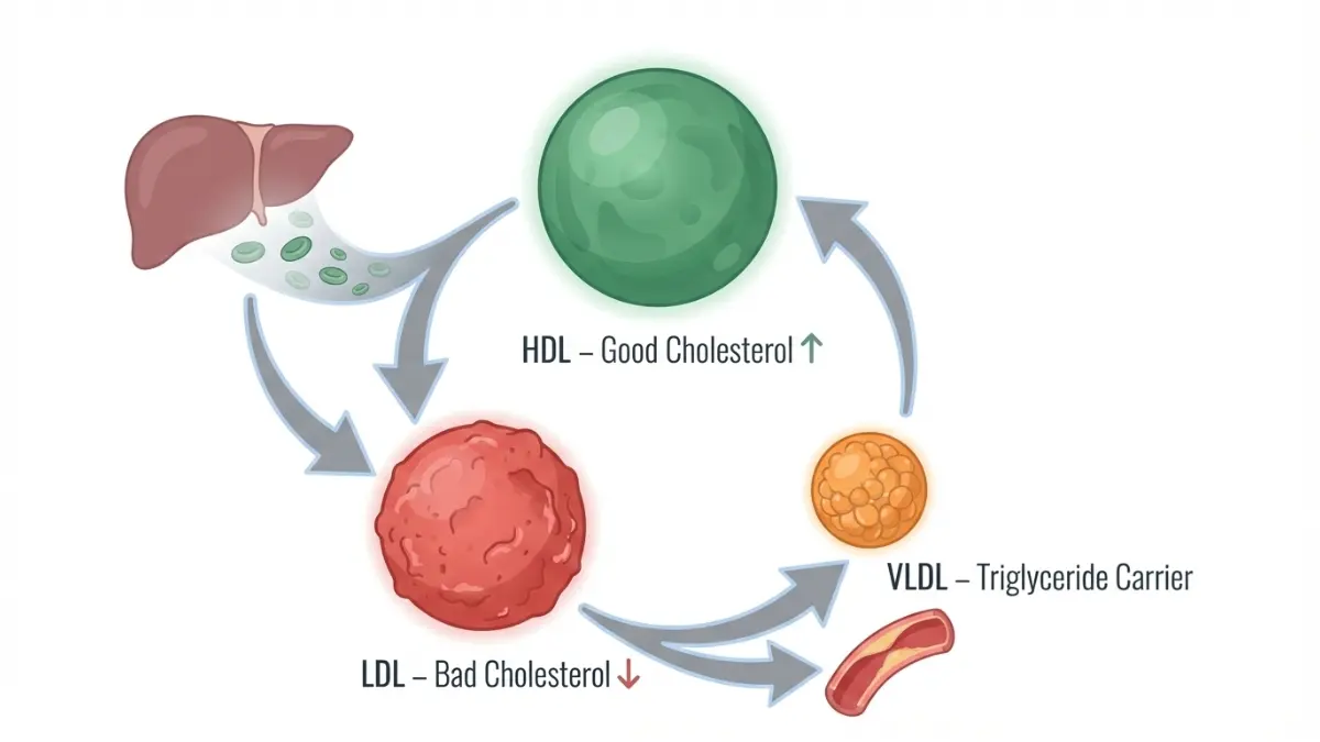 lipid results comparison of HDL LDL and VLDL cholesterol particles with size and direction