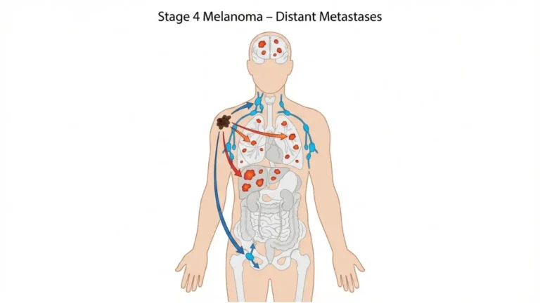 Stage 4 Melanoma showing full body metastatic spread to brain lungs liver and lymph nodes