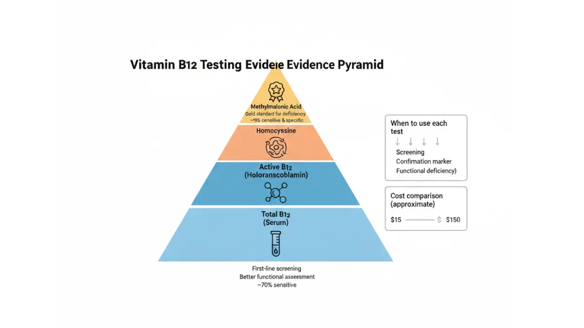 B12 Results testing evidence pyramid ranking total B12, active B12, homocysteine, and MMA accuracy