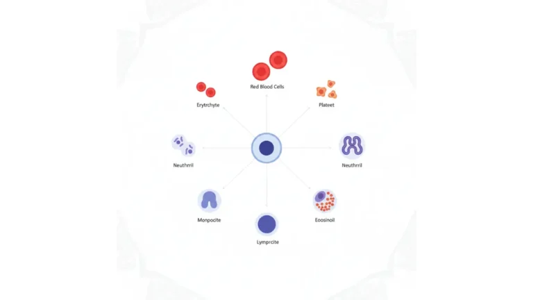 Haematopoietic stem cells differentiation diagram showing development into red blood cells white blood cells and platelets