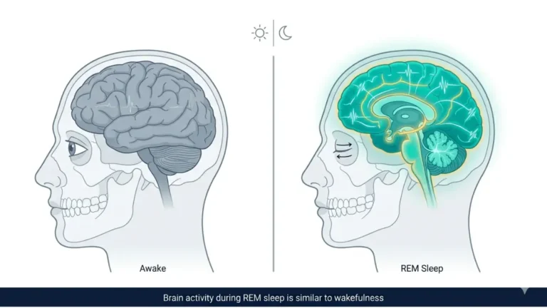 REM Sleep brain activity comparison showing awake vs REM state neural activation
