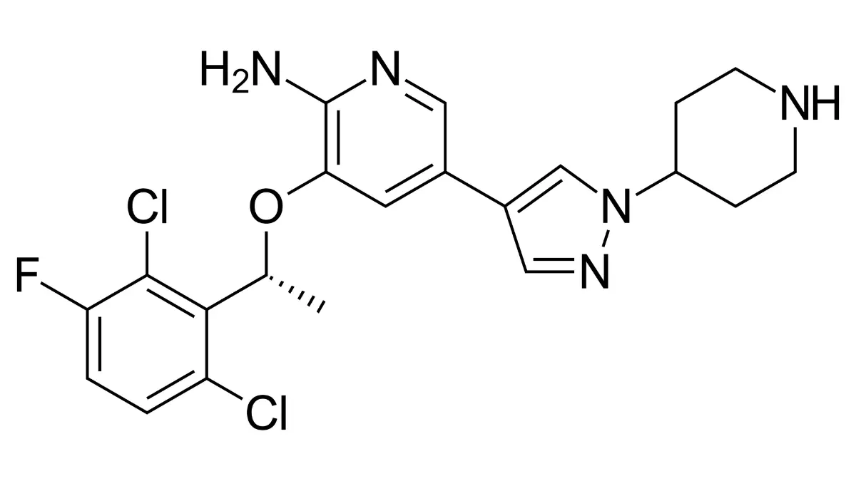 targeted therapy for lung cancer crizotinib Xalkori ALK positive NSCLC first generation inhibitor chemical structure