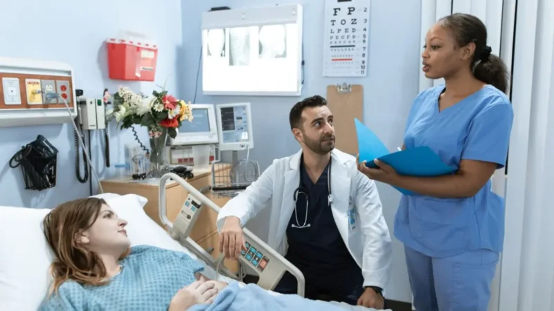 Colonoscopy complications discussion during a doctor-patient consultation before or after the procedure