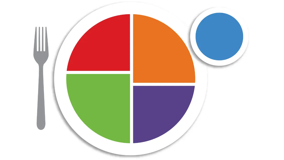 USDA MyPlate icon showing recommended food proportions for a balanced Prostate Cancer Diet.