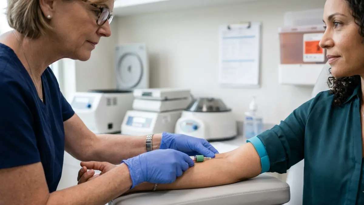 BMP Abnormal Results routine blood sample collection performed by a healthcare professional