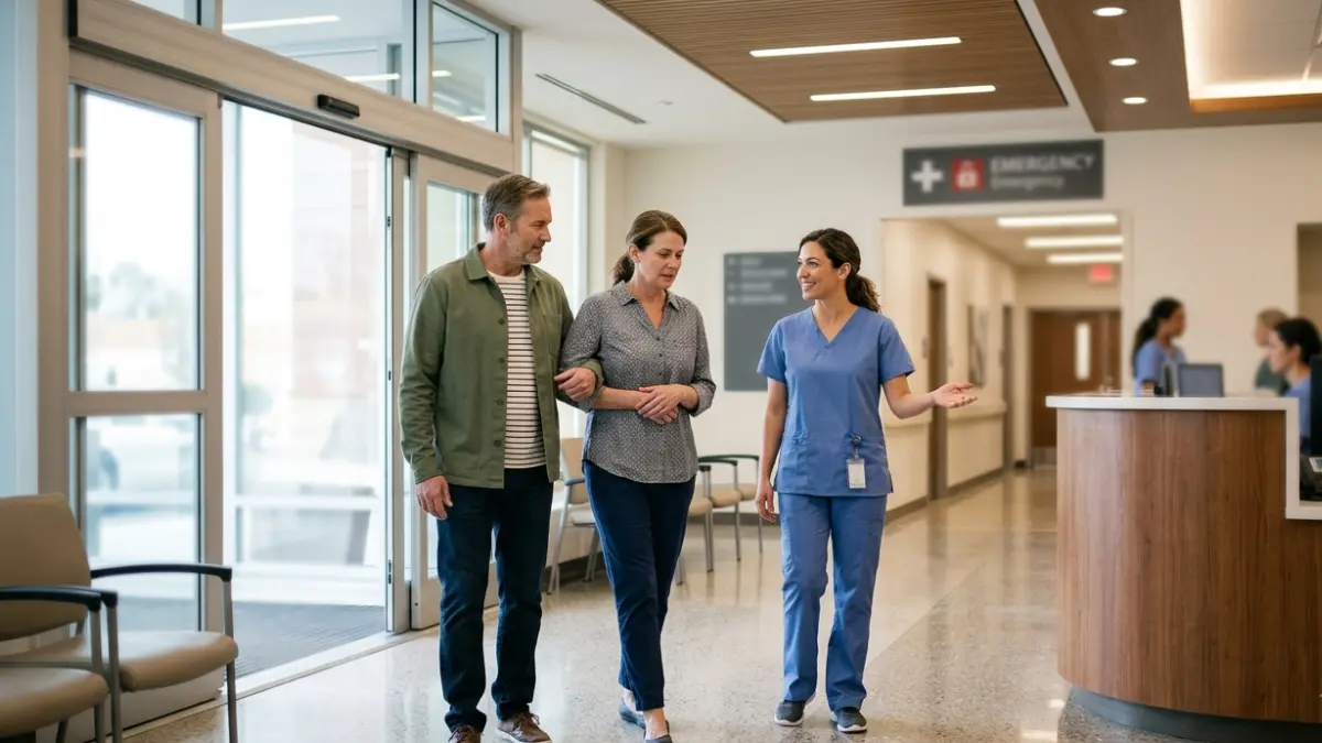 BMP in the ER showing a patient returning to the emergency department with family support for medical evaluation