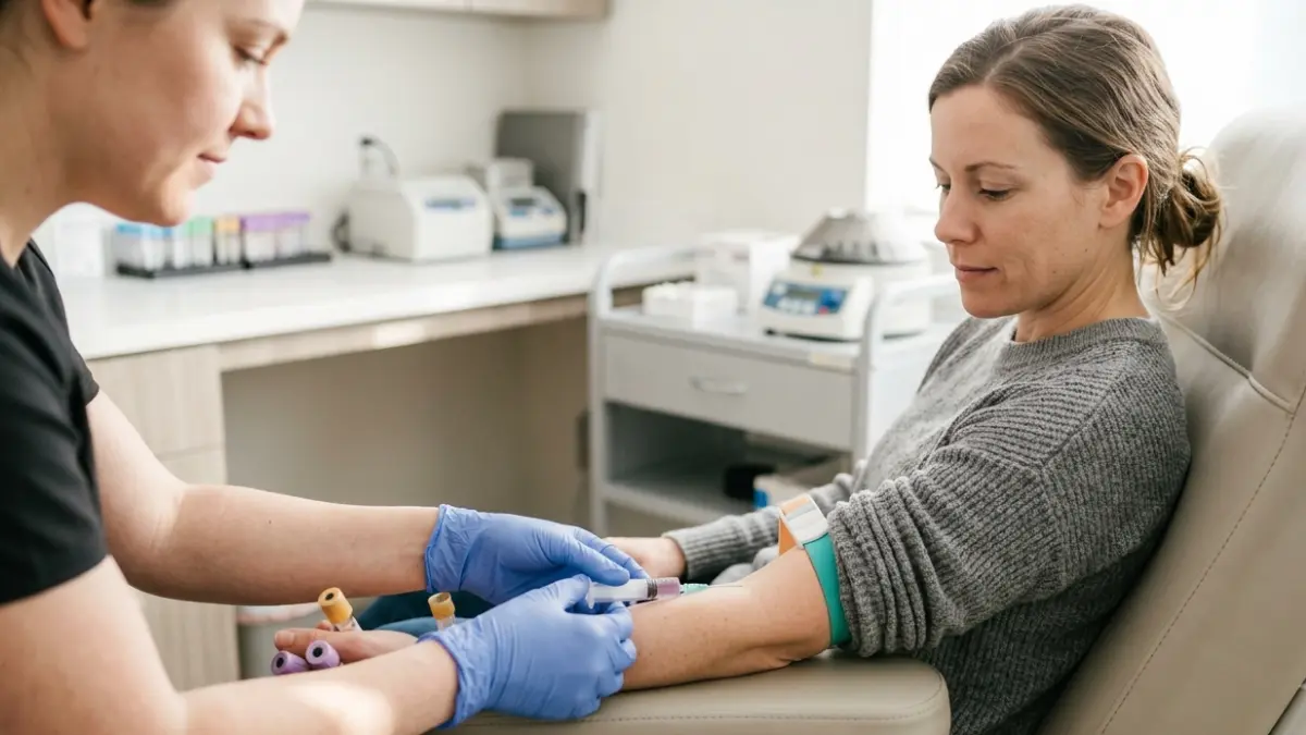BMP Online blood sample collection by a healthcare professional at a diagnostic laboratory