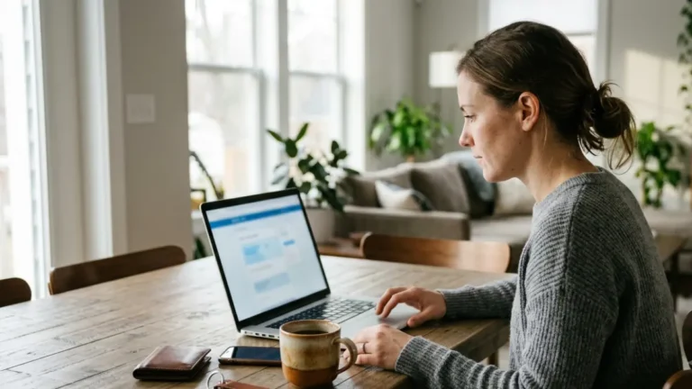 BMP Online ordering process using a laptop at home before visiting a diagnostic laboratory