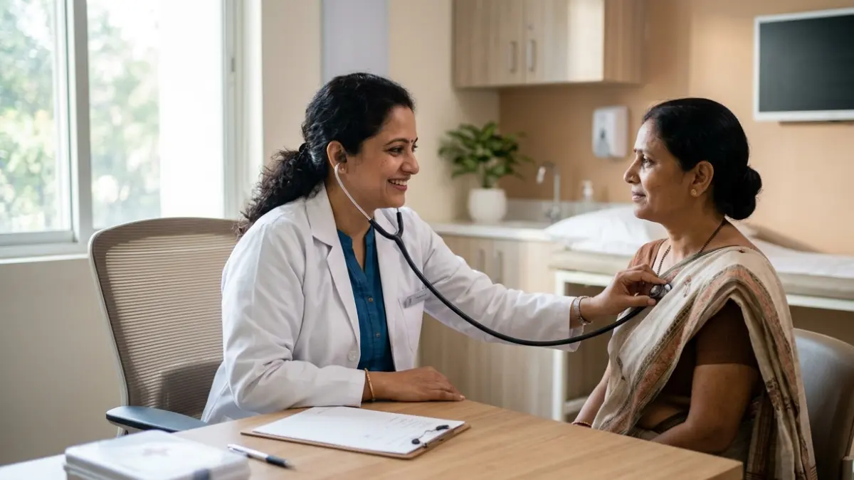 Physician performing a comprehensive health assessment beyond a BMP blood test