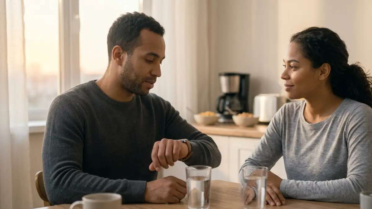 Fast for a Lipid Panel: adult preparing for a morning blood test with plain drinking water