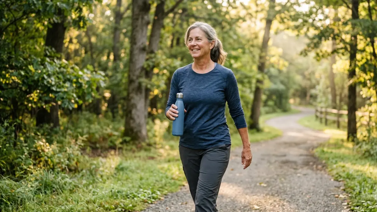 Healthy adult walking outdoors after Lipid Panel testing to support long-term heart health and reduce cardiovascular risk through lifestyle habits