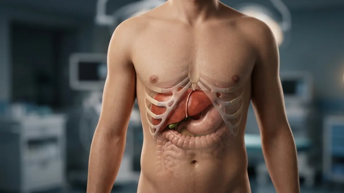 Realistic human liver anatomy illustrating why Liver Enzyme Tests measure ALT and AST instead of a lipid panel