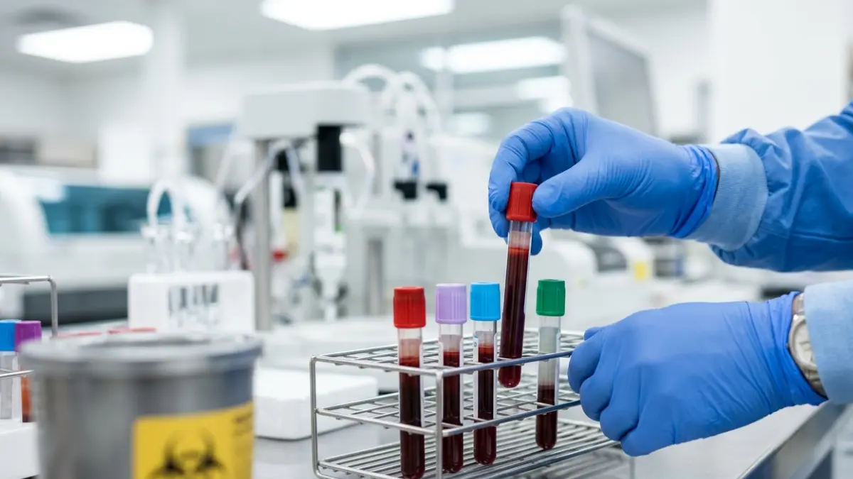 Clinical laboratory preparing blood samples for LDL Calculation using measured cholesterol values