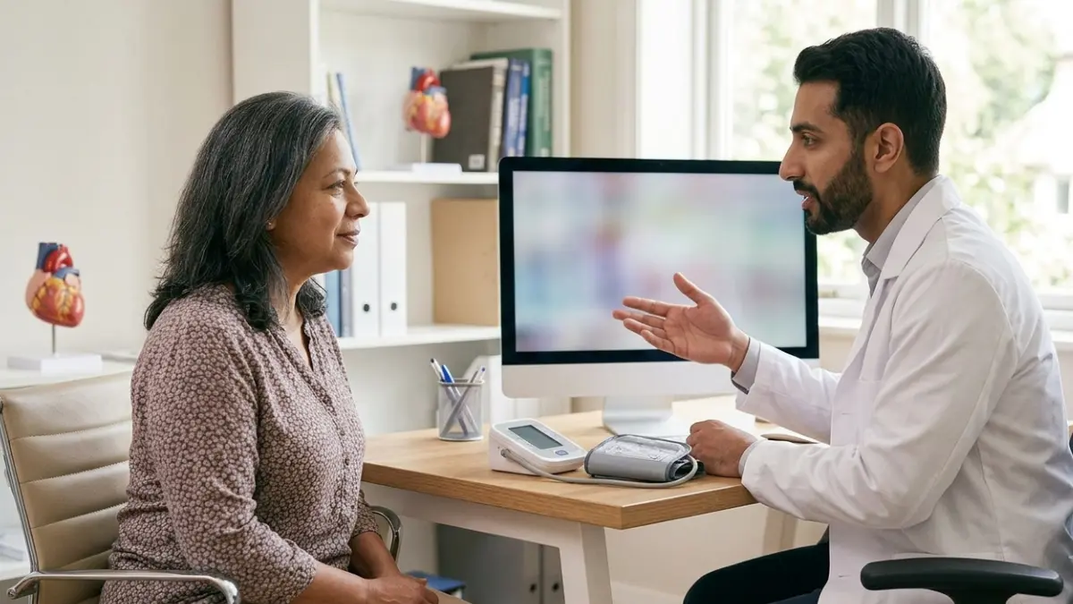 Low HDL Cholesterol follow-up discussion between a physician and patient about overall cardiovascular risk during a routine medical appointment