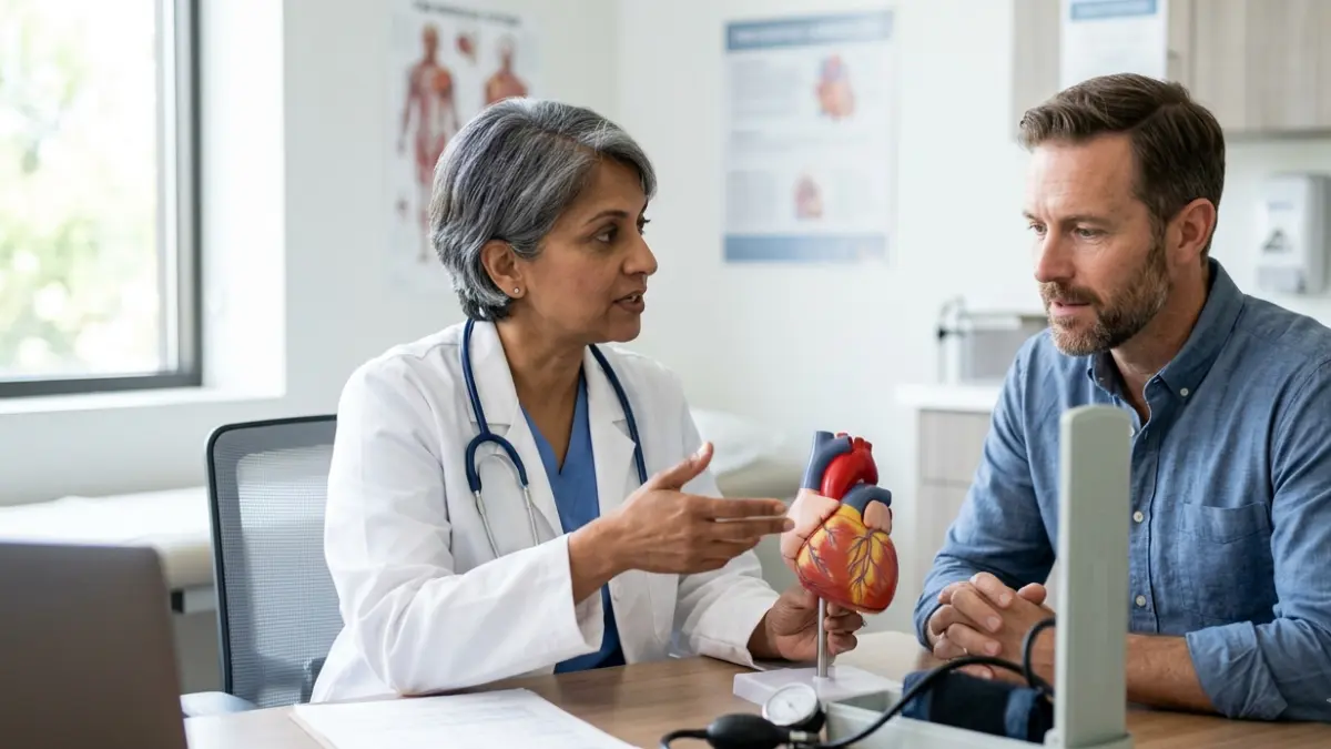 Cardiologist discussing healthy Non-HDL Cholesterol levels with an adult patient.