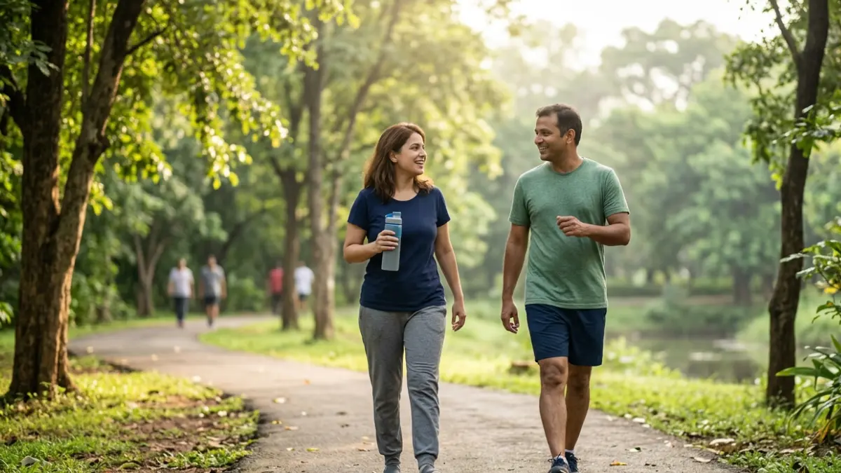 Adults enjoying a heart-healthy walk to support Normal Lipid Panel and overall cardiovascular wellness