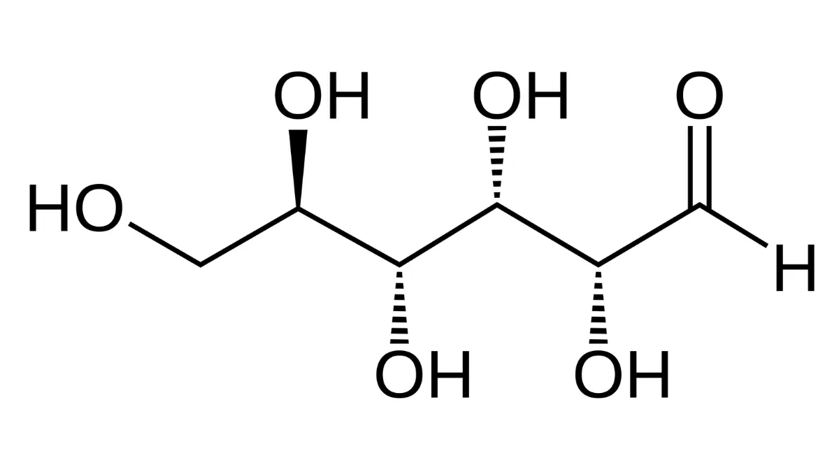 A scientific vector illustration displaying the open-chain form of unbonded free-floating sugar molecules responsible for a high glucose reading.