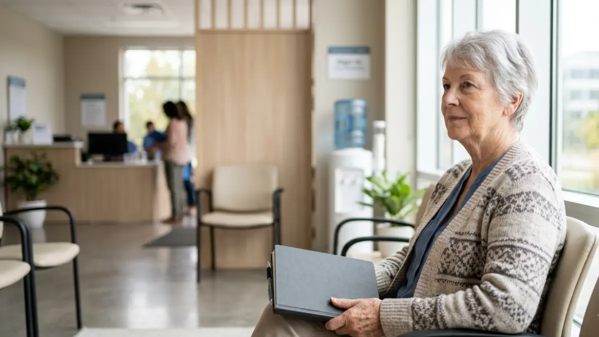 Older adult preparing questions before a Cholesterol Testing follow-up appointment with a healthcare provider.