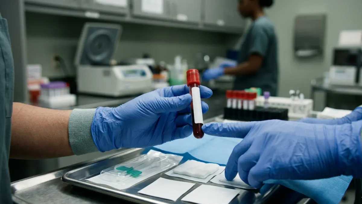 A1C Before Surgery blood sample being prepared for laboratory testing in a clinical setting