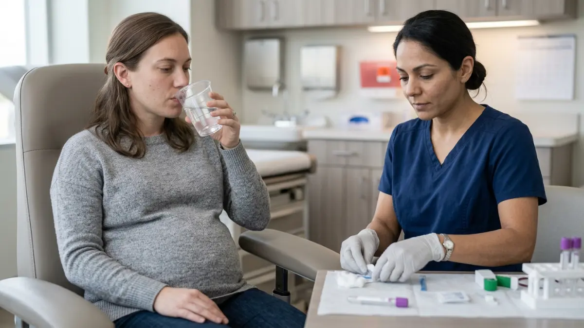 A1C in Pregnancy compared with gestational diabetes screening as a pregnant woman drinks a glucose solution during testing