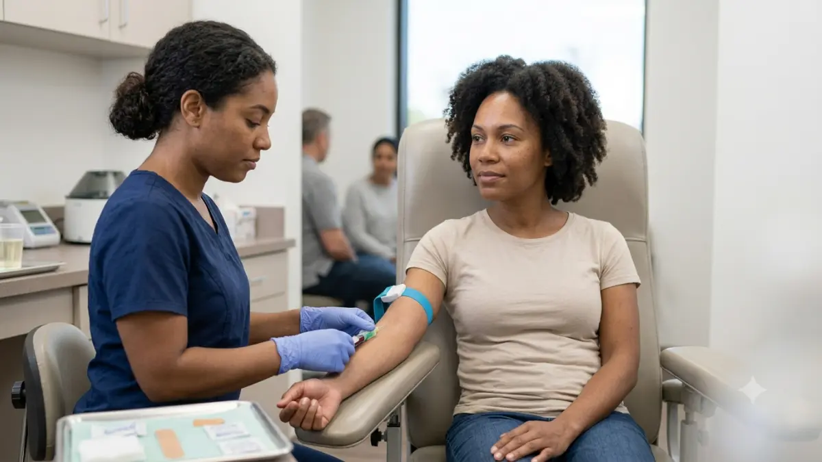 A1C or OGTT comparison showing a convenient routine blood draw in an outpatient clinic