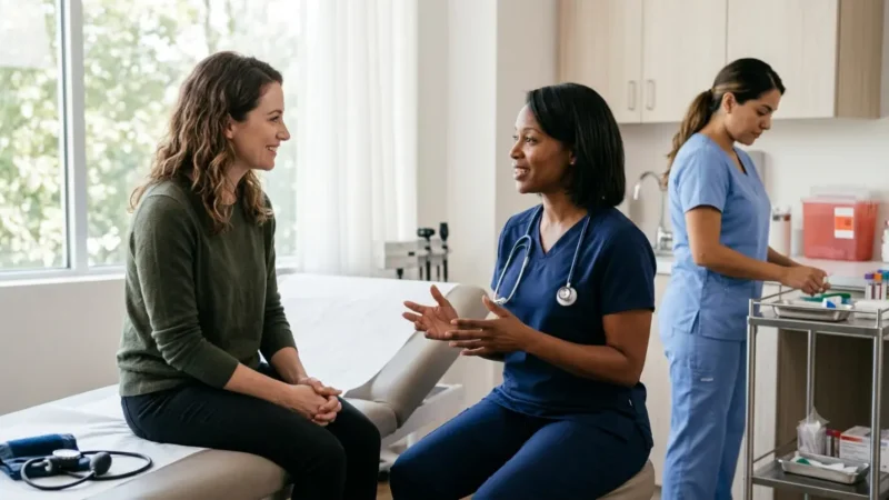 A1C Screening Age discussion between a primary care physician and an adult patient during a routine preventive health consultation