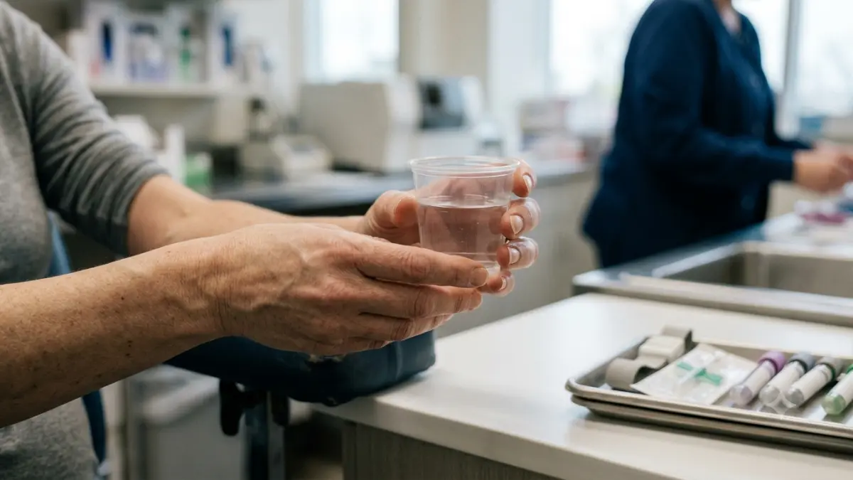 failed 1-hour glucose test with pregnant adult drinking a glucose solution during screening