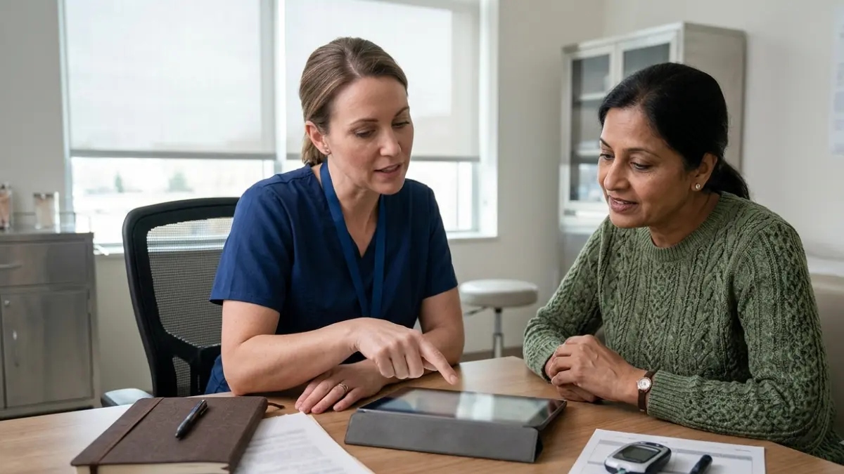 False High A1C being evaluated by comparing glucose information with a clinician
