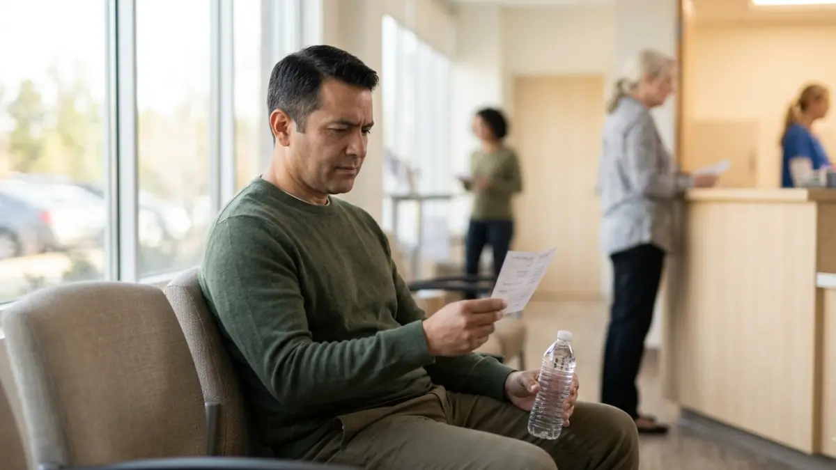 Patient waiting before a laboratory appointment and wondering whether to Fast for an A1C Test