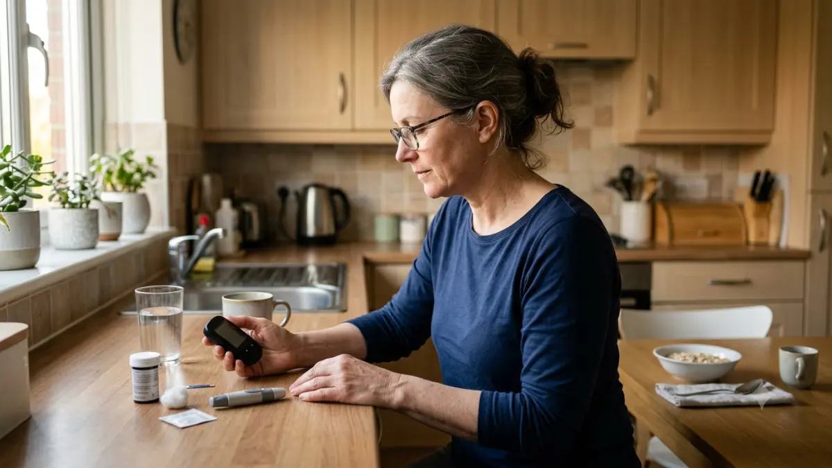 Adult preparing for a morning fasting blood glucose test related to a fasting glucose of 126