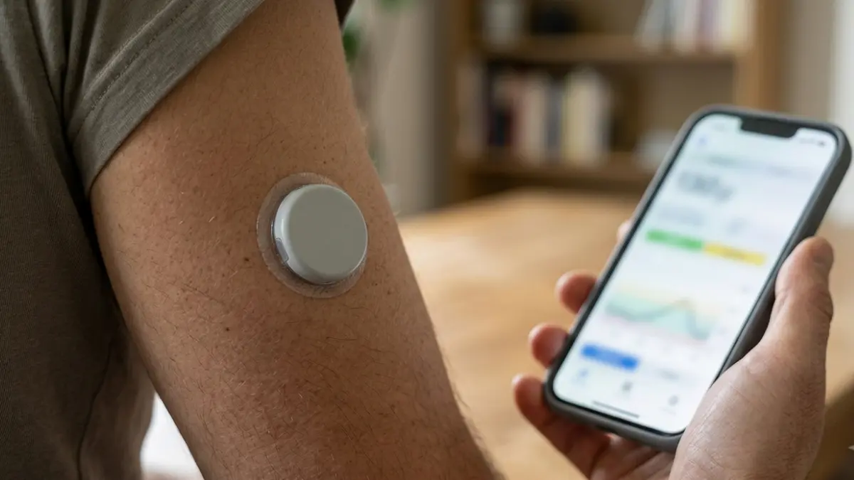 OTC CGM sensor connected with a smartphone for glucose monitoring