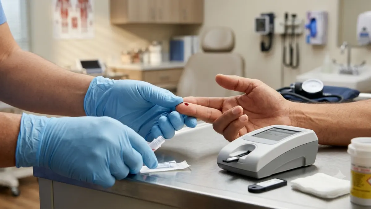 Point-of-Care A1C fingerstick blood sample collected during on-site testing