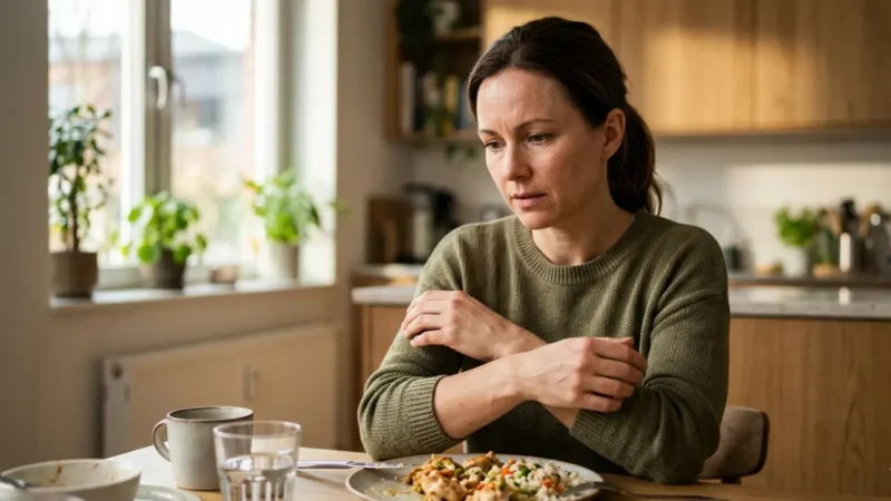 Reactive hypoglycemia causing shakiness and discomfort after eating a meal