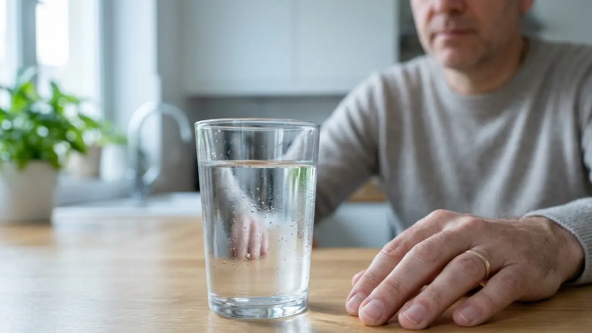 glucose test fasting preparation with a glass of water during the morning fast