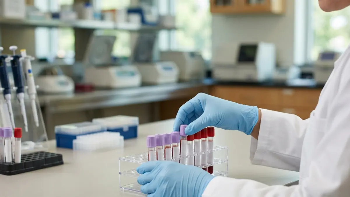 ALT 50 blood sample being handled by a laboratory professional during testing